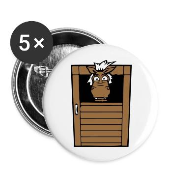 Horse Anxious Horse Stable Stable Door Funny Fear - Buttons small 1''/25 mm (5-pack) - white - Front