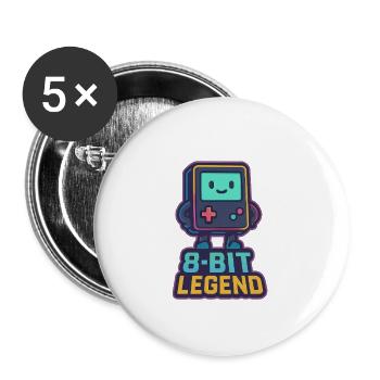 Personnage de jeu rétro Legend 8 bits - Lot de 5 petits badges (25 mm) - blanc - Devant