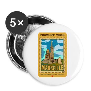 NDG Marseille Neo-Retro Poster - Vintage Kunst - Buttons klein 25 mm (5er Pack) - Weiß - Vorne