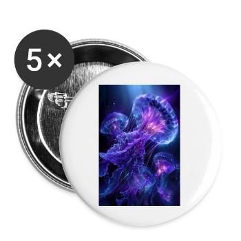 Neon Glow Jellyfish - Buttons small 1''/25 mm (5-pack) - white - Front