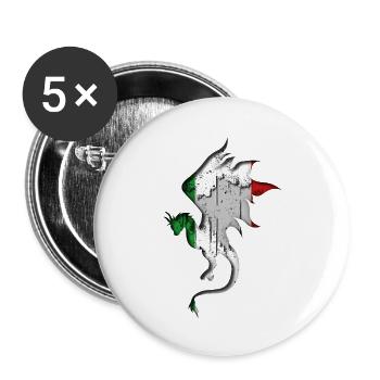Flag of Italy - Italy - Dragon Silhouette - Buttons small 1''/25 mm (5-pack) - white - Front