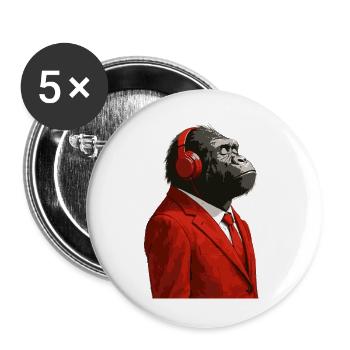 Gorilla im Anzug mit Kopfhörern - Buttons klein 25 mm (5er Pack) - Weiß - Vorne
