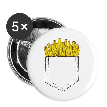French Fries Pocket Humor Junkfood Trompe l'oeil - Buttons small 1''/25 mm (5-pack) - white - Front