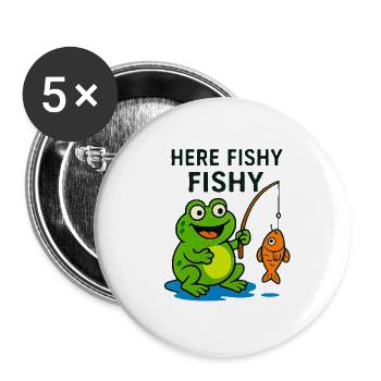 Freundlicher Fisch, Affe und Frosch - Buttons klein 25 mm (5er Pack) - Weiß - Vorne