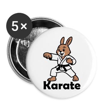 Karate Rabbit - Buttons small 1''/25 mm (5-pack) - white - Front