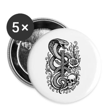 Abstract Design Amazigh Symbol YAZ - Buttons small 1''/25 mm (5-pack) - white - Front