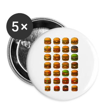 Vielfaltige Burger-Designs für Food-Liebhaber - Buttons klein 25 mm (5er Pack) - Weiß - Vorne
