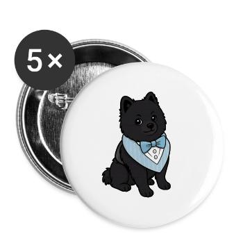 Elegant Spitz Dog in Bow Tie - Buttons small 1''/25 mm (5-pack) - white - Front