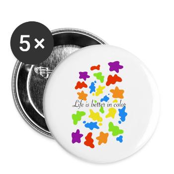 Bunte Farbkleckse - Buttons klein 25 mm (5er Pack) - Weiß - Vorne