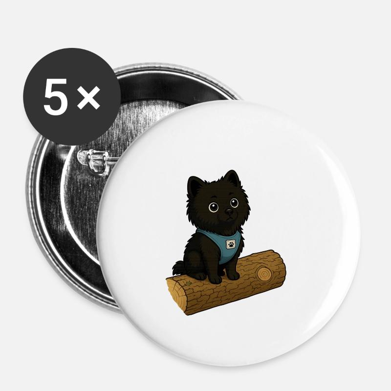 Cute dog with tree trunk - Buttons small 1''/25 mm (5-pack) - white