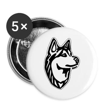 Husky Dog - Buttons small 1''/25 mm (5-pack) - white - Front