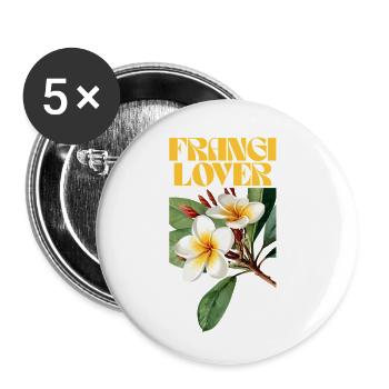 Frangipani Blume Botanisches Design - Buttons klein 25 mm (5er Pack) - Weiß - Vorne