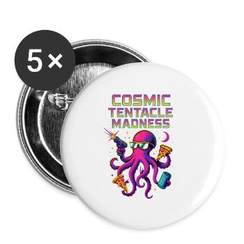 Kosmischer Kraken mit Retro Neon Stil - Buttons klein 25 mm (5er Pack) - Weiß - Vorne