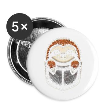 paresseux amant de paresseux, paresseux, paresseux - Lot de 5 petits badges (25 mm) - blanc - Devant