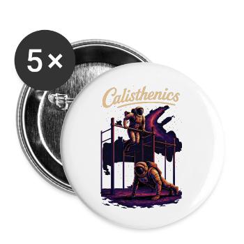 Calisthenics Astronauten Dips Liegestütze Geschenk - Buttons klein 25 mm (5er Pack) - Weiß - Vorne