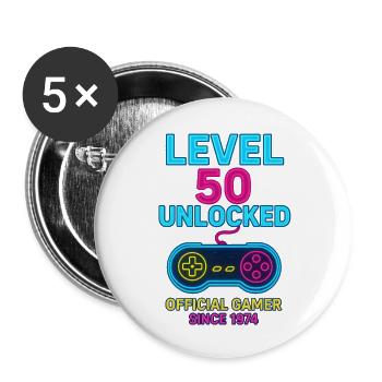 Level 50 Gamer Neon Design - Buttons klein 25 mm (5er Pack) - Weiß - Vorne