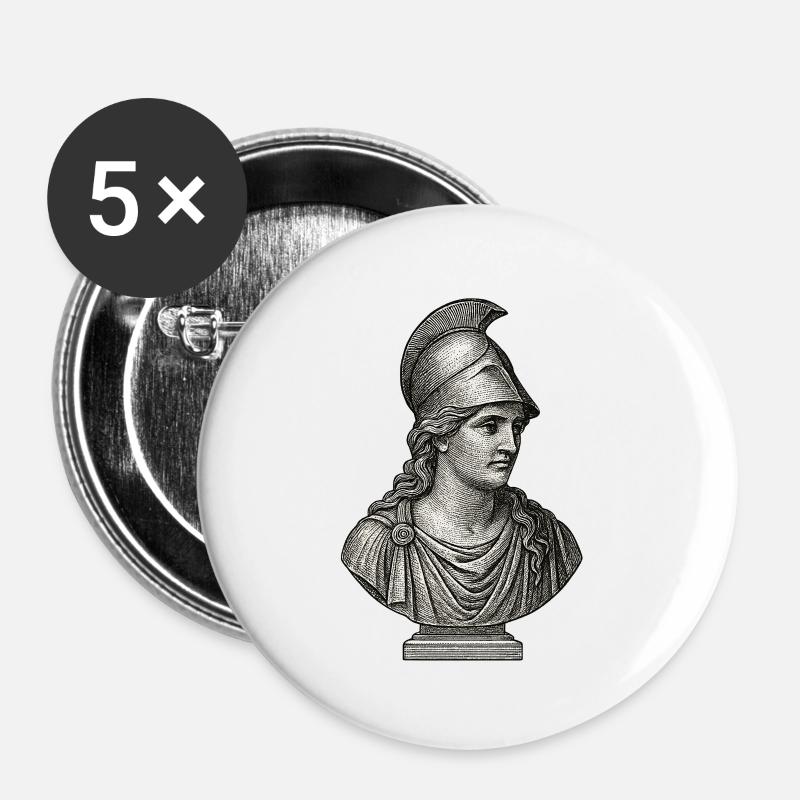 Antique Athena Bust | Classical Greek Art - Buttons small 1''/25 mm (5-pack) - white