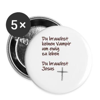 Ermutigende Jesus-Vampir-Botschaft - Buttons klein 25 mm (5er Pack) - Weiß - Vorne