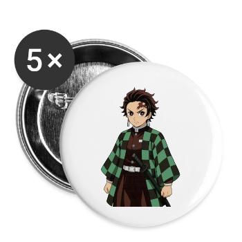 Hero Checkerboard Kimono Green Saber - Buttons small 1''/25 mm (5-pack) - white - Front