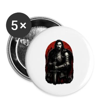 Dark Fantasy Edler Ritter – Mittelalterliches Design - Buttons klein 25 mm (5er Pack) - Weiß - Vorne