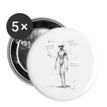 Alien anatomie - Buttons klein 25 mm (5er Pack) - Weiß - Vorne