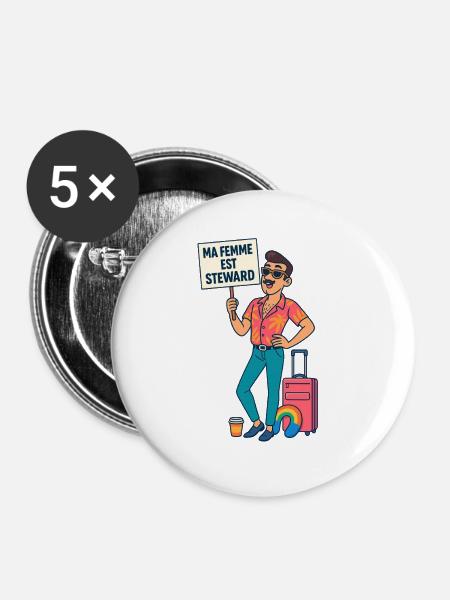 Meine Frau ist Steward - Buttons klein 25 mm (5er Pack) - Weiß
