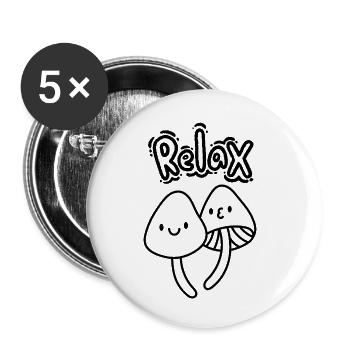 Mushroom picking, eco relaxation - Buttons small 1''/25 mm (5-pack) - white - Front