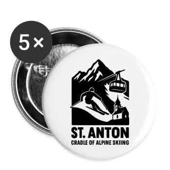 st anton ski fahren - Buttons klein 25 mm (5er Pack) - Weiß - Vorne