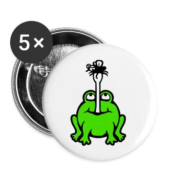 Frosch fängt Fliege Zunge Mücke essen hunger Kröte - Buttons klein 25 mm (5er Pack) - Weiß - Vorne