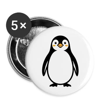 Pinguin - Buttons klein 25 mm (5er Pack) - Weiß - Vorne