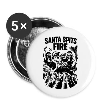 Santa Claus Weihnachtsmann Rap Lustig Spits Fire - Buttons klein 25 mm (5er Pack) - Weiß - Vorne