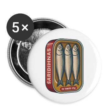 Retro sardines tin with tomatoes - Buttons small 1''/25 mm (5-pack) - white - Front