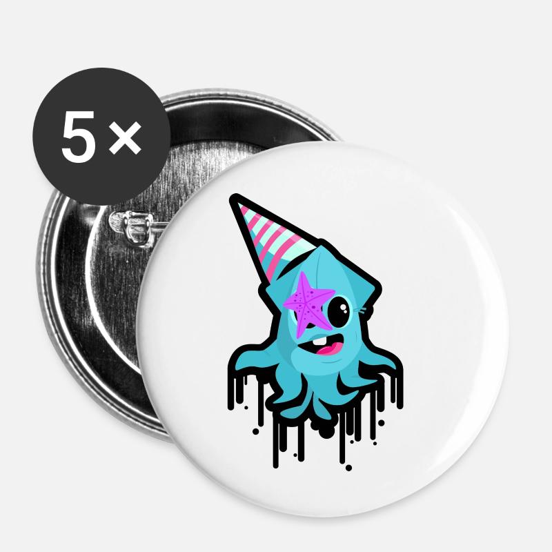 Wild octopus - Buttons small 1''/25 mm (5-pack) - white