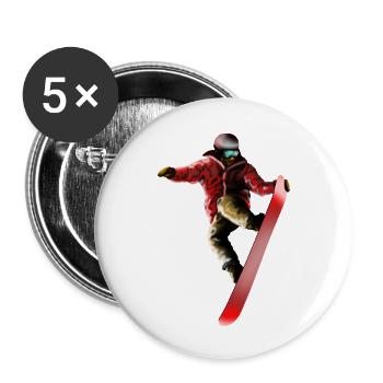 Red Snowboarder Jump - Buttons small 1''/25 mm (5-pack) - white - Front