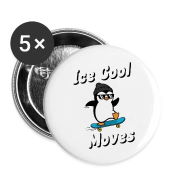 Cool Moves Penguin - Buttons small 1''/25 mm (5-pack) - white - Front