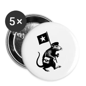 Souris avec cartable noir et blanc - Lot de 5 petits badges (25 mm) - blanc - Devant