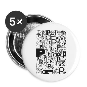 Typo P – Letter Design for Font Lovers - Buttons small 1''/25 mm (5-pack) - white - Front