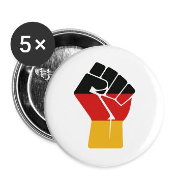 Flaggenfaust Kraft der Einheit - Buttons klein 25 mm (5er Pack) - Weiß - Vorne