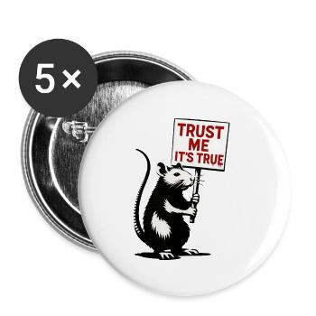 Rat with Shield Trust Me It's True - Buttons small 1''/25 mm (5-pack) - white - Front