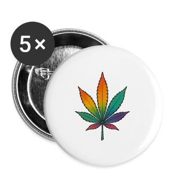 Conception de feuille de cannabis arc-en-ciel - Lot de 5 petits badges (25 mm) - blanc - Devant