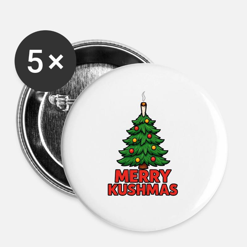 Kushma's Christmas Tree Design - Buttons small 1''/25 mm (5-pack) - white