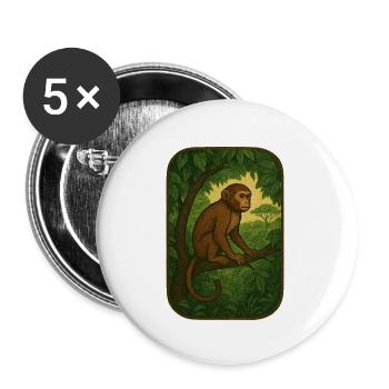 Jungle monkey in vintage style - Buttons small 1''/25 mm (5-pack) - white - Front