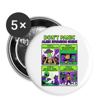 Alien Invasion Guide - Buttons klein 25 mm (5er Pack) - Weiß - Vorne