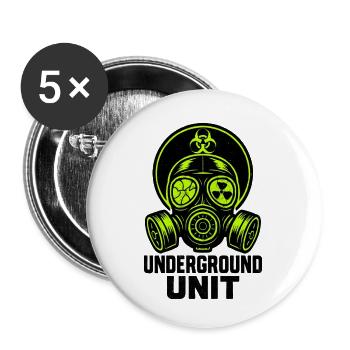 Unterirdische Einheit - Gasmaske - Buttons klein 25 mm (5er Pack) - Weiß - Vorne