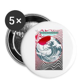 Red Sun Circle Wave Dance - Buttons small 1''/25 mm (5-pack) - white - Front