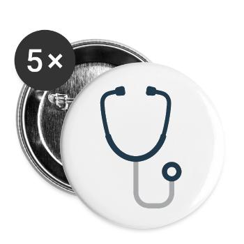 Stethoscope | Symbol for Doctors & Nurses - Buttons small 1''/25 mm (5-pack) - white - Front