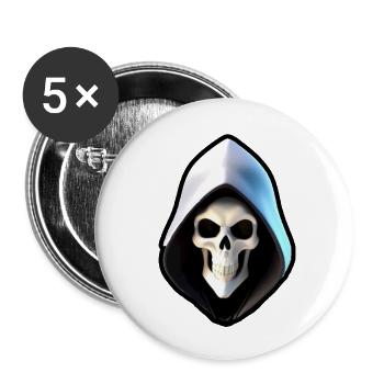 Schädel in Kapuzenrobe - Buttons klein 25 mm (5er Pack) - Weiß - Vorne