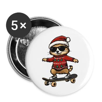 Meerkat Christmas Funny - Buttons small 1''/25 mm (5-pack) - white - Front