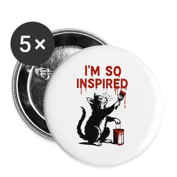 Inspired Cat Art Design - Buttons small 1''/25 mm (5-pack) - white - Front
