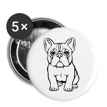Bulldogge Hunde T-shirt Hundeshirt Geschenk  - Buttons klein 25 mm (5er Pack) - Weiß - Vorne